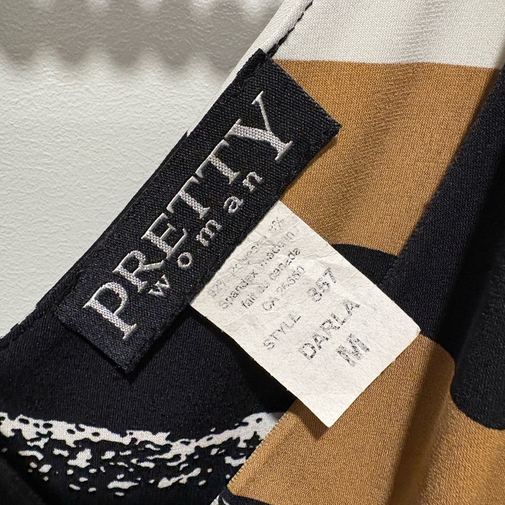 Striped Black, White, and Gold Women's Dress - Picture 3 of 6